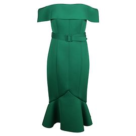 Badgley Mischka Grünes schulterfreies Cocktailkleid Grün