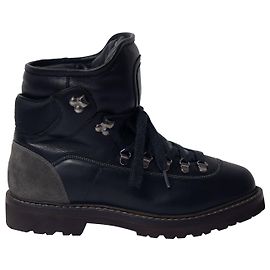 Brunello Cucinelli Chunky Hiking Boots in Black Leather Black
