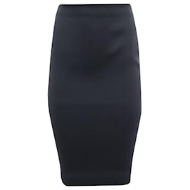 Victoria Beckham-Victoria Beckham Midi Pencil Skirt in Black Silk-Black
