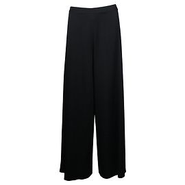 Alice + Olivia High Waisted Black Wide Leg Pants with Zipper at the Back Black