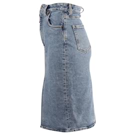 Dsquared2-Dsquared 2 Jupe mi-longue crayon en jean en coton bleu-Bleu