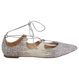 Loeffler Randall-Loeffler Randall Chaussures Plates Ambra Snakeskin Embossed en Cuir Beige-Beige