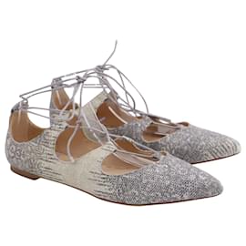 Loeffler Randall-Loeffler Randall Ambra Snakeskin Embossed Flats in Beige Leather-Brown,Beige