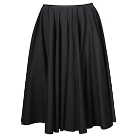 Prada-Falda midi plisada Prada en algodón negro-Negro