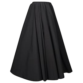 Prada-Prada Pleated Midi Skirt in Black Cotton-Black