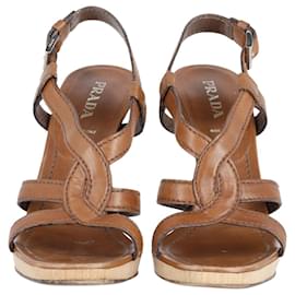 Prada-Prada Strappy Sandals in Brown Leather-Brown