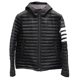 Thom Browne-Thom Browne 4 Stripe Padded Jacket in Black Nylon-Black
