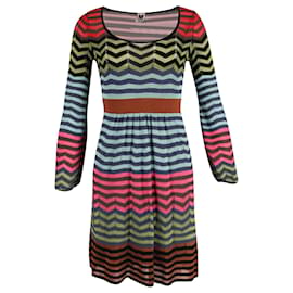 Missoni-Vestido de malha Missoni Chevron em algodão multicolorido-Multicor