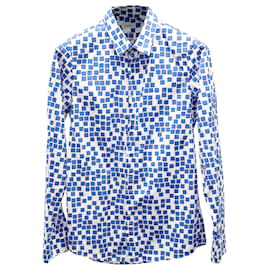 Jil Sander-Jil Sander Printed Shirt in Blue Cotton-Other