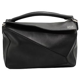 Loewe Borsa puzzle nera con zip media Nero
