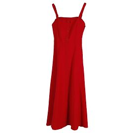 Abito midi Staud senza maniche con bottoni in cotone rosso Rosso