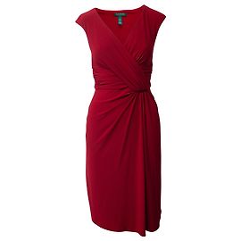 Ralph Lauren Draped Front Dress in Red Polyester Red