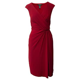 Ralph Lauren-Ralph Lauren Kleid mit drapiertem Vorderteil aus rotem Polyester-Rot