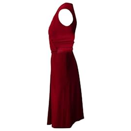 Ralph Lauren-Vestido con parte delantera drapeada de Ralph Lauren en poliéster rojo-Roja