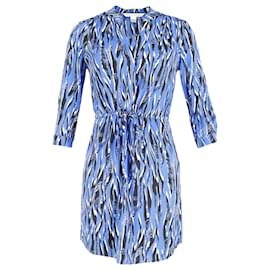 Diane Von Furstenberg-Diane Von Furstenberg Kleid mit Taillenbund und Zebramuster aus blauer Seide-Andere