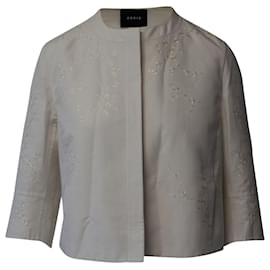 Akris-Akris Embroidered Open Front Jacket in White Cotton -White