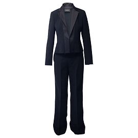 Blazer e calça Akris High Low em lã preta Preto