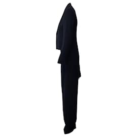 Akris-Akris High Low Blazer and Trouser Pants in Black Wool -Black