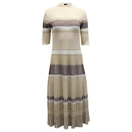 Proenza Schouler-Proenza Schouler Knitted Striped Midi Dress in Beige Viscose-Other