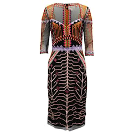 Temperley London-Temperley London Besticktes Kleid mit Viertelärmeln aus mehrfarbigem Nylon-Mehrfarben