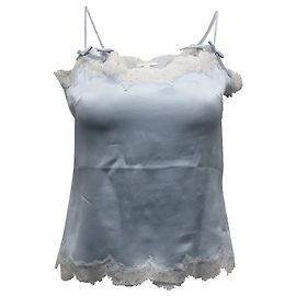 Escada Camisole with Lace Trim in Light Blue Silk  Blue Light blue