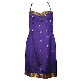 Anna Sui Robe mauve et dorée à dos nu Autre