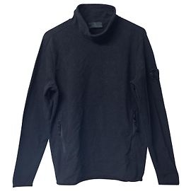 Stone Island – Stückgefärbter Ghost-Pullover mit Stehkragen aus schwarzer Baumwolle Schwarz