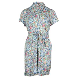 Apc-BEIM.P.C Prudence Kleid mit Blumenmuster und gebundener Taille aus hellblauer Baumwolle-Blau,Hellblau