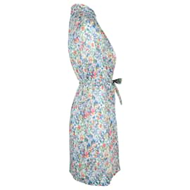 Apc-BEIM.P.C Prudence Kleid mit Blumenmuster und gebundener Taille aus hellblauer Baumwolle-Blau,Hellblau