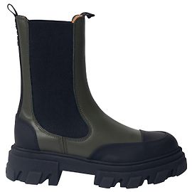 Botines Ganni Mid Chelsea de Cuero Verde Oliva Verde Verde oliva