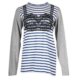 Comme Des Garcons-Blue & Grey Striped Long Sleeved Top-Other
