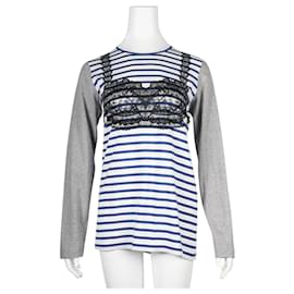 Comme Des Garcons-Blue & Grey Striped Long Sleeved Top-Other