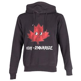 Dsquared2 Hoodie mit Ahornblatt-Logo aus schwarzer Baumwolle Schwarz