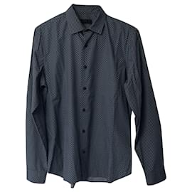 Prada-Camicia buttondown stampata Prada in cotone grigio-Grigio