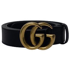 Gucci Belt with Double G Buckle in Black Leather Black