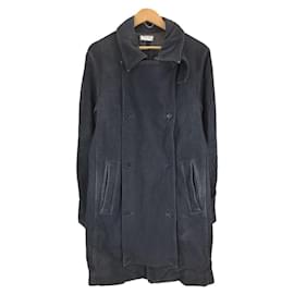 **Helmut Lang 2000s/zip design/stainless collar coat/M/wool/GRY/plain Grey