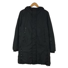 **Helmut Lang Link theory/long length/zip/down jacket/M/nylon/black Black