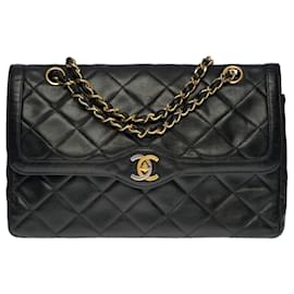Chanel-Magnificent Chanel Classique lined flap bag handbag in black quilted lambskin-Black
