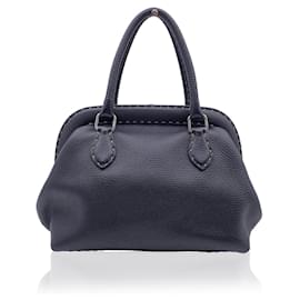 Fendi-Selleria sac à main en cuir noir Doctor Bag sac à main-Noir