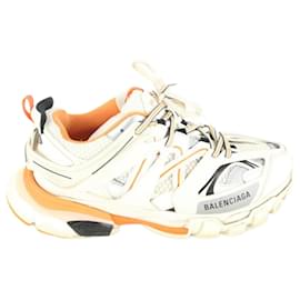 Balenciaga-MEN'S size 40 or US 10 White x Orange Trainer Lace Up Sneaker-Other