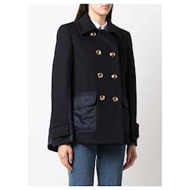 Valentino-Valentino lined-breasted coat with Cashmere-Dark blue