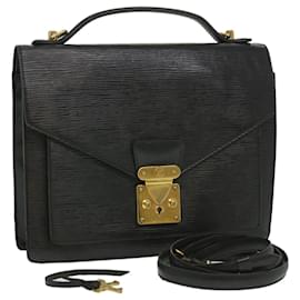 Louis Vuitton-Bolsa de mão LOUIS VUITTON Epi Monceau preta M52122 Autenticação de LV 32271-Preto
