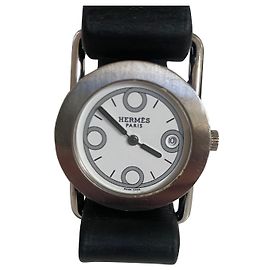 Hermès Barenia Uhr Stahl Silber 28 mm Silber
