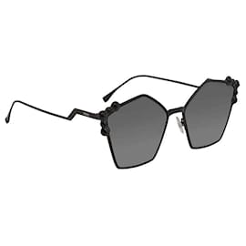 Fendi-Fendi Pentagon Black Studded Sunglasses-Black