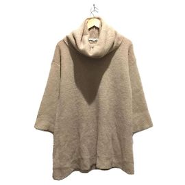 **Helmut Lang 90s OLD suéter de malha mohair gola alta (Grosso)/M/mohair/BEG/simples/W Bege