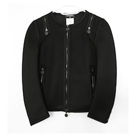 Chanel-Chanel SS12 Veste zippée en filet noire-Noir