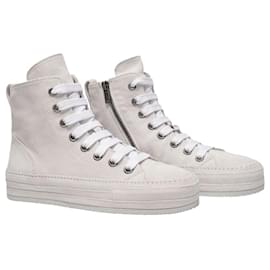 Ann Demeulemeester-Raven Sneakers aus weißem Leder-Weiß