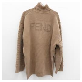 Fendi-FENDI Turtleneck Knit Sweater-Beige