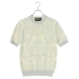 FENDI × Versace Kurzarm-Strick Weiß Grau