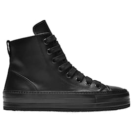 Ann Demeulemeester-Deportivas Cuervo en Piel Negra-Negro